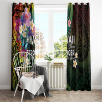 Hawaii Strong Window Curtain Polynesian Tribal Tropical Flowers