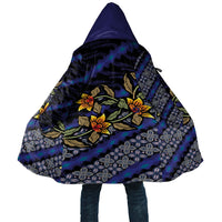 Indonesian Batik Motifs Pattern Floral Art Dark Blue Cloak