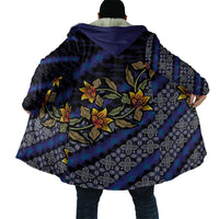 Indonesian Batik Motifs Pattern Floral Art Dark Blue Cloak