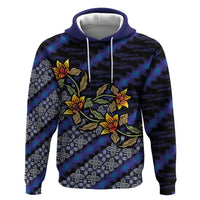 Indonesian Batik Motifs Pattern Floral Art Dark Blue Hoodie