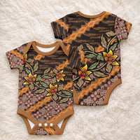 Indonesian Batik Motifs Pattern Floral Art Orange Baby Onesie