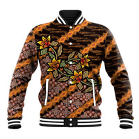 Indonesian Batik Motifs Pattern Floral Art Orange Baseball Jacket