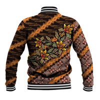 Indonesian Batik Motifs Pattern Floral Art Orange Baseball Jacket