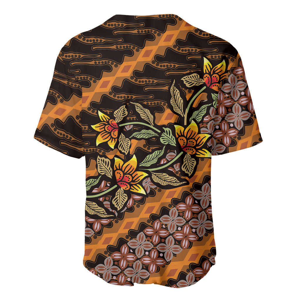 Indonesian Batik Motifs Pattern Floral Art Orange Baseball Jersey