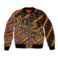Indonesian Batik Motifs Pattern Floral Art Orange Bomber Jacket