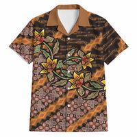 Indonesian Batik Motifs Pattern Floral Art Orange Hawaiian Shirt