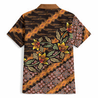Indonesian Batik Motifs Pattern Floral Art Orange Hawaiian Shirt