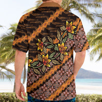 Indonesian Batik Motifs Pattern Floral Art Orange Hawaiian Shirt