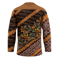Indonesian Batik Motifs Pattern Floral Art Orange Hockey Jersey