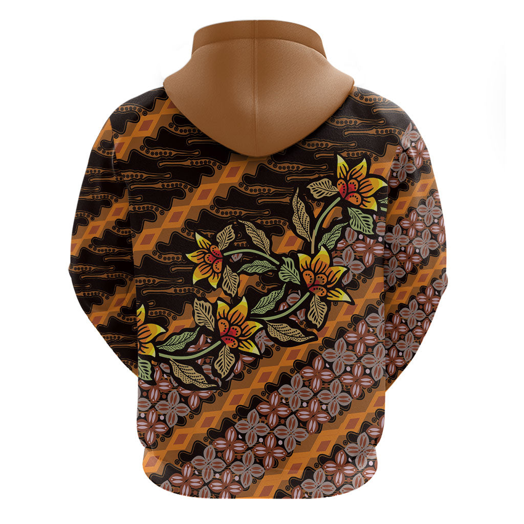 Indonesian Batik Motifs Pattern Floral Art Orange Hoodie