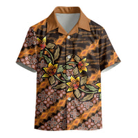 Indonesian Batik Motifs Pattern Floral Art Orange Kid Hawaiian Shirt