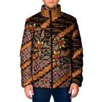 Indonesian Batik Motifs Pattern Floral Art Orange Padded Jacket