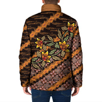 Indonesian Batik Motifs Pattern Floral Art Orange Padded Jacket
