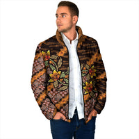 Indonesian Batik Motifs Pattern Floral Art Orange Padded Jacket