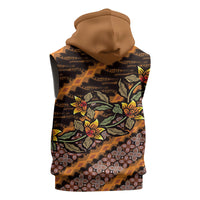 Indonesian Batik Motifs Pattern Floral Art Orange Sleeveless Zip Hoodie