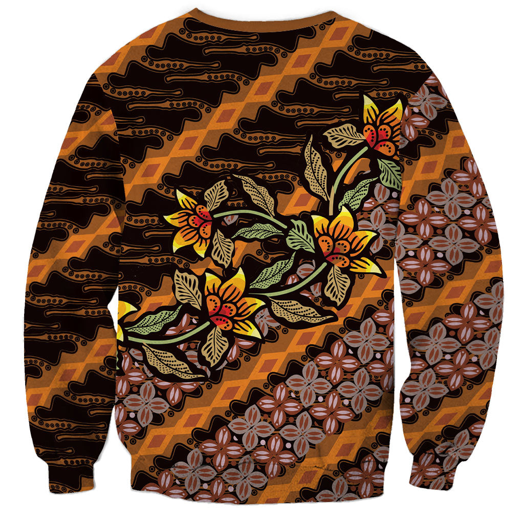 Indonesian Batik Motifs Pattern Floral Art Orange Sweatshirt