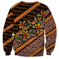 Indonesian Batik Motifs Pattern Floral Art Orange Sweatshirt