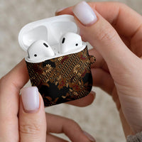 Indonesian Parang Batik AirPods Case Brown Gold Floral Pattern
