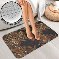 Indonesian Parang Batik Bathroom Set Brown Gold Floral Pattern