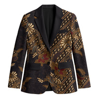 Indonesian Parang Batik Blazer Brown Gold Floral Pattern