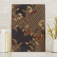 Indonesian Parang Batik Canvas Wall Art Brown Gold Floral Pattern