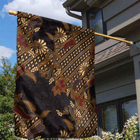 Indonesian Parang Batik Garden Flag Brown Gold Floral Pattern