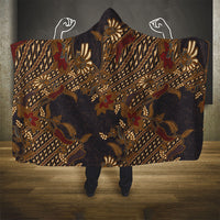 Indonesian Parang Batik Hooded Blanket Brown Gold Floral Pattern