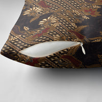 Indonesian Parang Batik Pillow Cover Brown Gold Floral Pattern