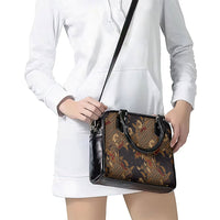 Indonesian Parang Batik Shoulder Handbag Brown Gold Floral Pattern