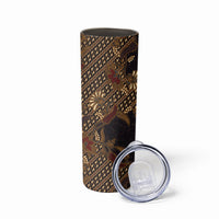 Indonesian Parang Batik Skinny Tumbler Brown Gold Floral Pattern