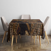 Indonesian Parang Batik Tablecloth Brown Gold Floral Pattern