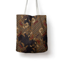 Indonesian Parang Batik Tote Bag Brown Gold Floral Pattern