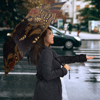 Indonesian Parang Batik Umbrella Brown Gold Floral Pattern