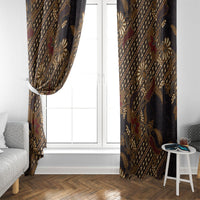 Indonesian Parang Batik Window Curtain Brown Gold Floral Pattern