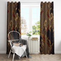 Indonesian Parang Batik Window Curtain Brown Gold Floral Pattern