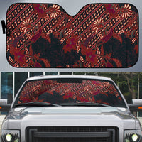 Indonesian Parang Batik Auto Sun Shade Red Floral Pattern