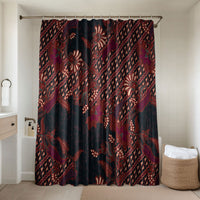 Indonesian Parang Batik Bathroom Set Red Floral Pattern