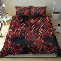 Indonesian Parang Batik Bedding Set Red Floral Pattern