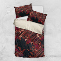 Indonesian Parang Batik Bedding Set Red Floral Pattern