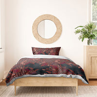 Indonesian Parang Batik Bedding Set Red Floral Pattern
