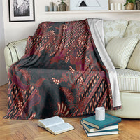 Indonesian Parang Batik Blanket Red Floral Pattern