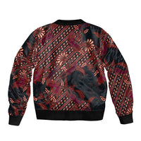 Indonesian Parang Batik Bomber Jacket Red Floral Pattern