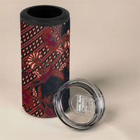 Indonesian Parang Batik 4 in 1 Can Cooler Tumbler Red Floral Pattern