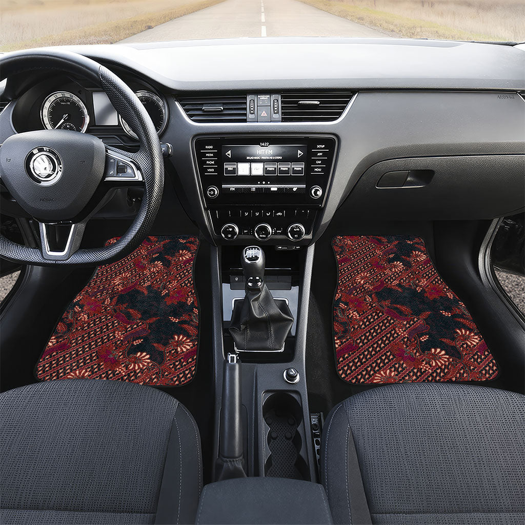 Indonesian Parang Batik Car Mats Red Floral Pattern