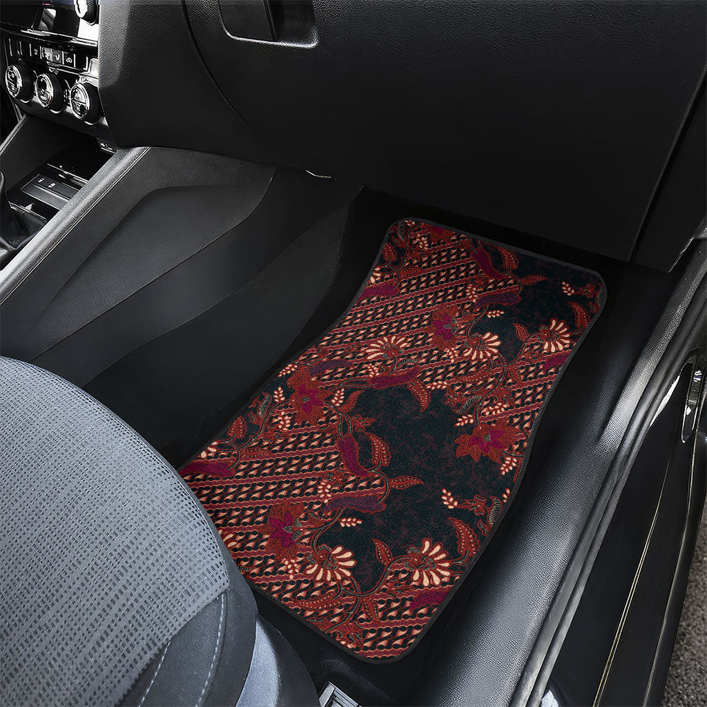 Indonesian Parang Batik Car Mats Red Floral Pattern