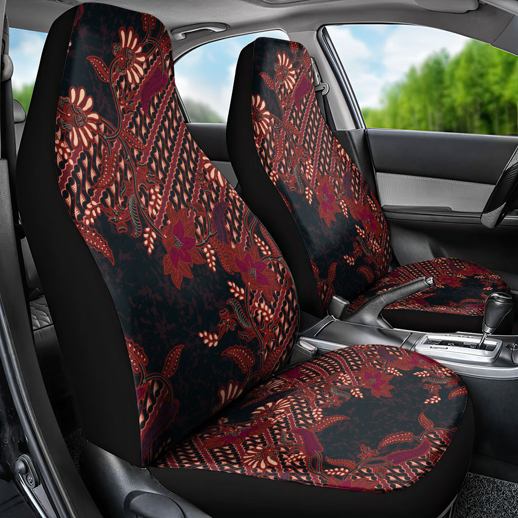 Indonesian Parang Batik Car Seat Cover Red Floral Pattern