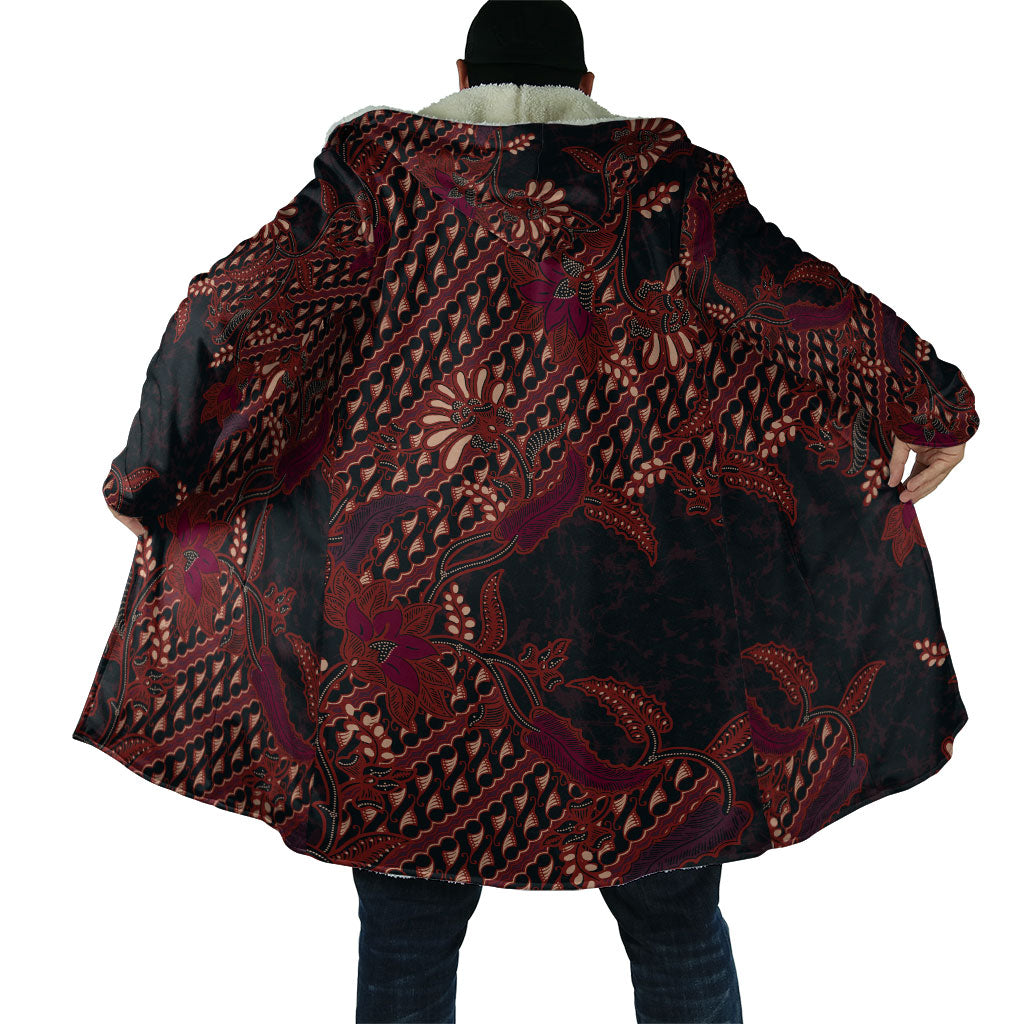 Indonesian Parang Batik Cloak Red Floral Pattern