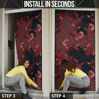Indonesian Parang Batik Door Cover Red Floral Pattern