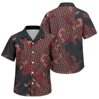 Indonesian Parang Batik Family Matching Tank Maxi Dress and Hawaiian Shirt Red Floral Pattern