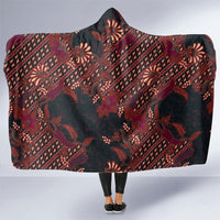 Indonesian Parang Batik Hooded Blanket Red Floral Pattern